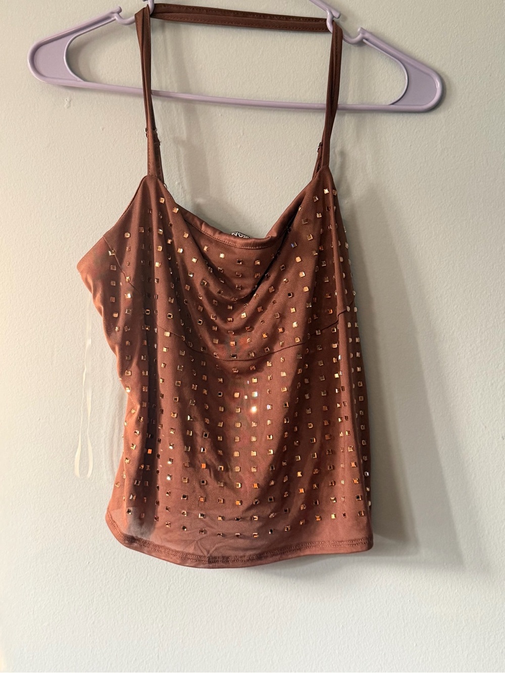 Cowl Neck Copper Brown Studded Camisole